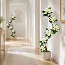Solacevue 4.6 FT Magnolia Tree Artificial with 6 White Flowers, 2 Pack