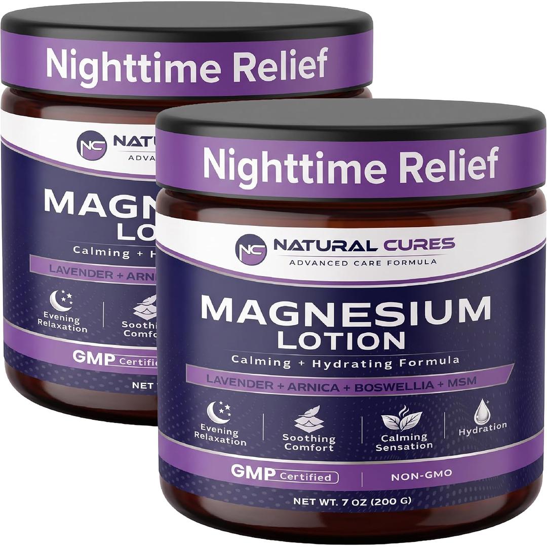 Topical Magnesium Lotion for Legs & Feet - Nighttime Magnesium Cream with Lavender, Arnica, Boswellia & MSM - Calming, Relaxing Leg Cream & Body Recovery Moisturizer, Non-Greasy, 14 oz