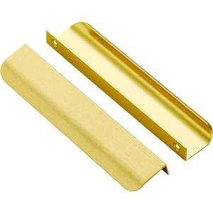 Ravinte 10 Pack Finger Pulls for Cabinets - 160mm/6.25" Hole Center Tab Handle - Gold Edge Pulls - Concealed Handles for Kitchen Drawer - 200mm/7.87" Length