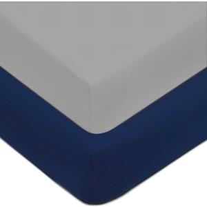 American Baby Company 2 Pack Fitted Crib Sheets 52" x 28" - Ultra Soft Microfiber Crib and Toddler Bed Sheets, Gray/Navy, Neutral for Boys & Girls