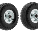 Wagon Wheel, 4.10/3.50-4 Tire, Gorilla Cart Tires Replacement, 10 Inch Solid Rubber, Gorilla Cart Wheels, Flat Free, Garden, Dolly, Barrow, Pressure Washer, Generator, 5/8” Axle Bore, 2 PK