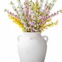 Mimorou Ceramic Vase with Handles 11 Inch Rustic Vintage Farmhouse Decorative Flower Vase Textured Pottery Decor for Pampas Grass Dried Flowers Home Table Centerpiece(White)