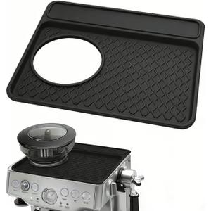 Espresso Machine Tamping Mat Accessories Compatible with Breville 870/880, Espresso Tamper Mat, Food Grade Silicone Non-Slip, Waterproof Heat Resistan (Black)