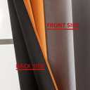 F-CHU 100% Blackout Curtains for Bedroom Grey and Burnt Orange Patchwork Curtains Thermal Insulated Room Darkening Window Drapes for Living Room Grommet 63 inch Long 2 Panels