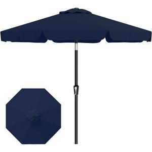 AreShark 9FT Valance Patio Umbrella, Outdoor Table Umbrella with Tilt and Crank, Outdoor Market Umbrellas W/ 8 Sturdy Ribs UV Protection for Garden, Deck, Backyard and Pool, Navy