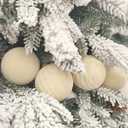 15PCS White Velvet Flocked Christmas Ornaments, 3.15" Shatterproof Matte Balls for Xmas Tree Decor, Elegant Luxury Holiday Ornaments (Beige)