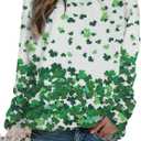 MYHALF St Patricks Day Sweatshirt Women Shamrock Long Sleeve Irish Festival Holiday Tee Short Sleeve Causal Top (White, L)