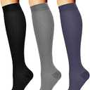 CHARMKING Compression Socks for Women & Men Circulation (3 Pairs) 15-20 mmHg is Best Support for Athletic Running Cycling L/XL