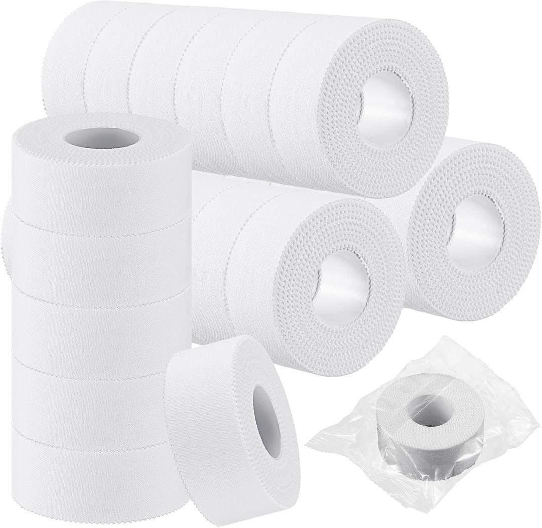 24 Pack Athletic Porous Tape 1" Wide x 10 Yards Standard Porous Medical Adhesive White Athletic Sports Wrist Ankle Tape for Stabilizing Supporting Muscles Gymnastics Boxing Climbing