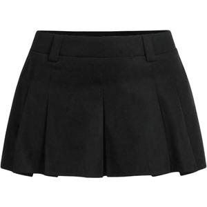 Milumia Women's High Waisted Zipper A Line Ruffle Hem Pleated Mini Skirts, L