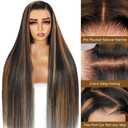 Ombre Lace Front Wig Human Hair 1B/30 Highlight Straight Wigs 13X6 Transparent Lace Frontal Glueless Wigs Honey Blonde Colored Human Hair Pre Plucked for Women 28inch