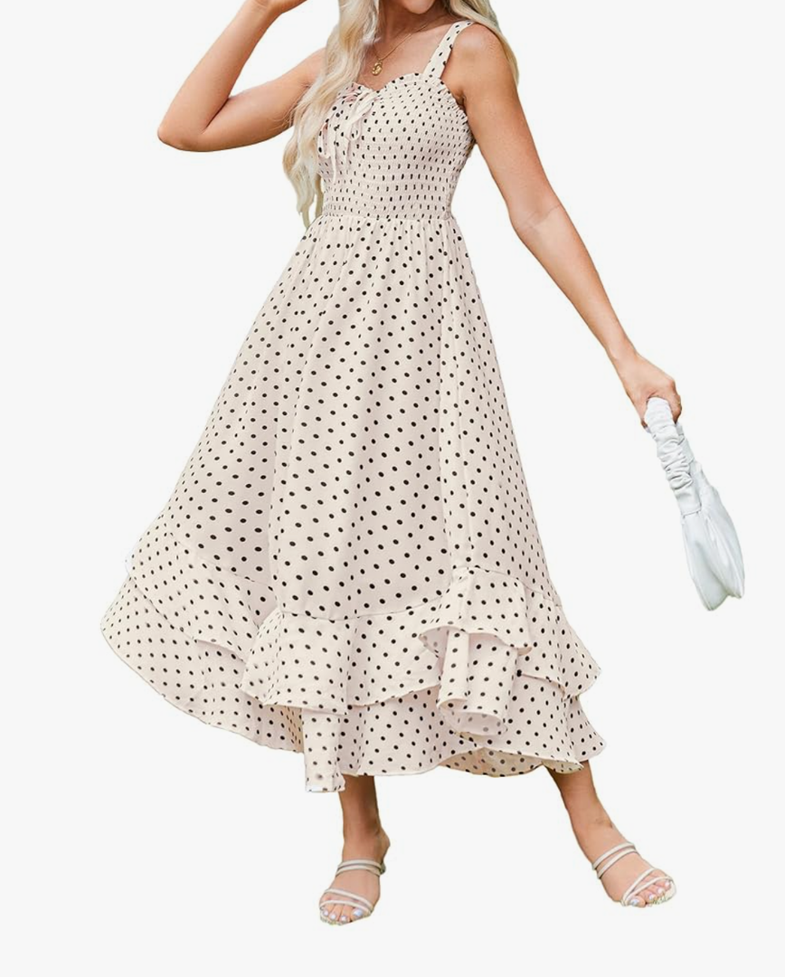 GRACE KARIN Women's 2025 Summer Floral Boho Dress Square Neck Strapped Swing A Line Sundress Beach Long Maxi Outfits L
