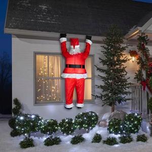 Gemmy Airblown Inflatable Realistic Santa Hanging from Gutter - Indoor Outdoor Holiday Decoration, Approximately 6.5-Foot Tall