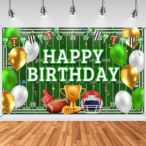 Avezano Football Happy Birthday Banner Football Happy Birthday Backdrop Party Decorations Touchdown Sports Game Party Banner Decor for Boys Kids Teens Game Day (6x3.6ft)