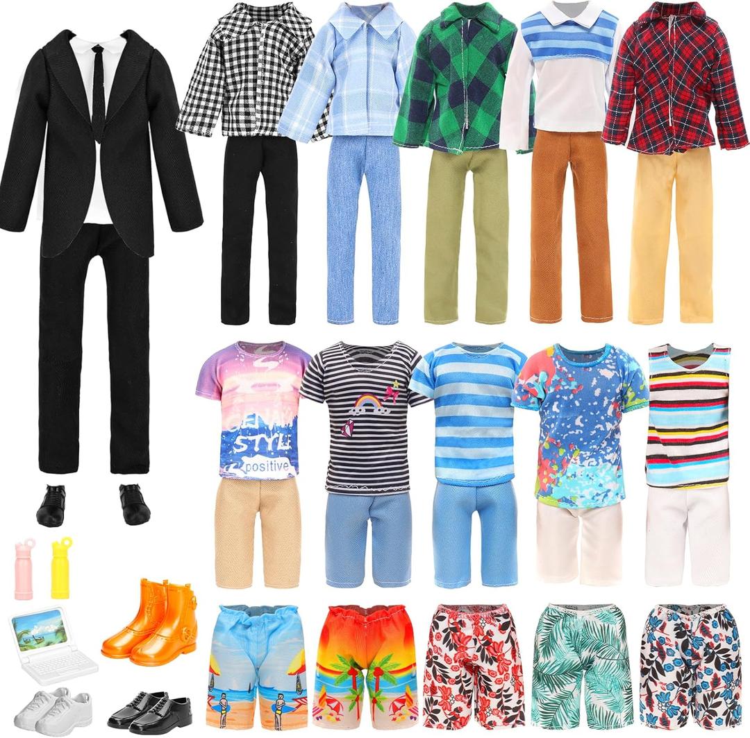 12 Pcs Doll Clothes and Shoes for Boy Dolls, 2 Sets Suit 2 Short Sleeves 2 Shorts 2 Beach Pants 4 Shoes, Fashion Casual Outfits for 11 inch Boy Dolls Brithday Gift, in Random 12 Pcs Doll Clothes and Shoes for Boy Dolls, 2 Sets Suit 2 Short Sleeves 2 Shorts 2 Beach Pants 4 Shoes, Fashion Casual Outfits for 11 inch Boy Dolls Brithday Gift, in Random