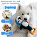 Squeaky Penguin Dog Toys with Tug Handle, Plush Shark Dog Chew Toys for Teething, Interactive Squeaky Toys to Keep Them Busy, Tug of War Puppy Toys for Small, Medium, Large Breeds