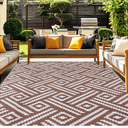 OPPODREAM Outdoor Rug 8x10 Patio Waterproof, Large Outdoor Plastic Straw Rug, Reversible Out Door Carpet for Camping, Deck, Rv, 8 x 10 Area Carpet for Balcony, Porch, Backyard, White and Brown