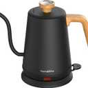 Nueve&Five Gooseneck Electric Kettle with Thermometer Black Electric Kettle 1L with Auto Shut-Off1000W Hot Water Kettle of Stainless Steel Pour Over Kettle for Coffee & Tea