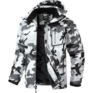 Men's Ski Jacket Winter Warm Snow Coat Waterproof Windbreaker Hooded Work Outerwear Snowboarding Jackets, Large