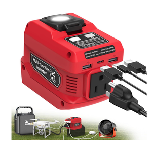 220W Power Inverter Compatible with Milwaukee 18V Battery, DC 18V to AC 110V Battery Inverter, Power Station Generator with 1 AC Outlet, 2 USB Ports & 1 TypeC Fast Charging, 400LM LED Work Light