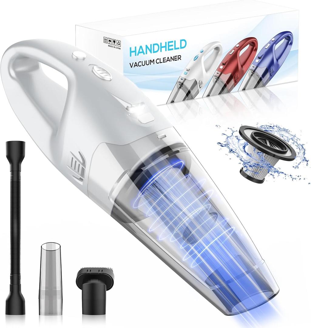 Handheld Vacuum Cordless Rechargeable,Car Vacuum Cleaner with LED Light/Multi Accessories, 1.5lbs Lightweight Hand Vacuum Cordless Rechargeable for Car and Home, Mine Portable Vacuum (White) Handheld Vacuum Cordless Rechargeable,Car Vacuum Cleaner with LED Light/Multi Accessories, 1.5lbs Lightweight Hand Vacuum Cordless Rechargeable for Car and Home, Mine Portable Vacuum (White)