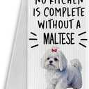 Maltese Dog Dish Tea Towels, 16x24 Inch, 100% Cotton Waffle Weave, Absorbent & Fast Drying, Perfect for Kitchen Decor & Gifts