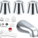 Tub Shower Trim Set, Shower Knobs 3 Piece and Bath Tub Spout, with Four in One Tub Spout Adapter for Pfister 3 Faucet Handle and Tub Shower Faucet, and for 1/2'', 3/4'' IPS Inside Thread (Chrome)
