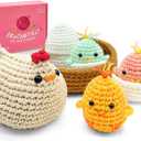 SGIBYN Crochet Kit for Beginners with Step-by-Step Video Tutorials, Starter Crochet Chicken Animals Kit for Women Teens, Handcraft Amigurumi Knitting Kits(Chicken Family)