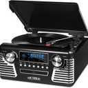 Victrola Haley Retro Bluetooth Record Player & Multimedia Center with Built-in Speakers - 3-Speed Turntable, CD Player, AM/FM Radio, 3.5mm Aux-In, Wireless Music Streaming, Black