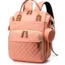 Diaper Bag with Changing Pad – Large Capacity, 15+ Pockets, USB Port, Waterproof Travel Backpack for Mom & Dad – Bonus Pacifier Case - Pink