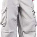 Mens Denim Baggy Pants with Cargo Pockets Mid Weight Casual Streetwear Wide Leg Jeans Hip Hop Skater Trousers (Medium, D15 Grey)