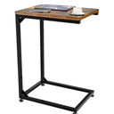 Simple Trending C Shaped End Table for Couch, Small Side Table TV Tray Table with Metal Frame for Living Room, Bedroom, Rustic Brown