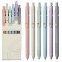 FIOVER Gel Pens, 6pcs 0.7mm Fine Point Black Ink, Smooth Writing Pens for Journaling, Nurse Aesthetic Cute Office School Supplies, Gifts for Women and Men (6Pcs Morandi-Black Ink)