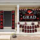 Roetyce Graduation Decorations Men Women, Black Red Congrats Grad Door Banners Balloons Hanging Swirls Centerpieces, Red Class of 2026 Party Supplies Indoor/Outdoor, Graduation Photo Backdrop