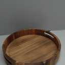 Acacia Wooden Lazy Susan for Table Top-12 Inch Wooden Lazy Susan Turntable with Double Handle-Large Acacia Wooden-Spice Organizer for Countertop, Table, Cabinet