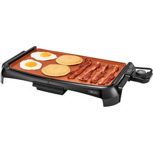 BELLA Griddle Ceramic Copper TI, Healthy-Eco Non-stick Coating, Hassle-Free Clean Up, Large Submersible Cooking Surface, 10" x 16", Copper/Black