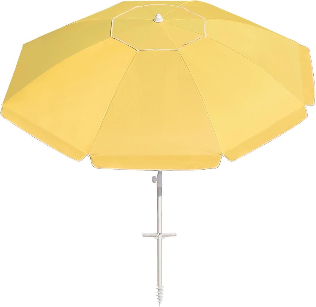 Northroad 8ft Large Beach Umbrella w/Sand Anchor Vent Tilt, Heavy Duty High Wind Patio Umbrellas w/Carry Bag,UV 50+ Sun Protection Portable Sunshade Umbrellas for Garden Pool Backyard, Bright Yellow
