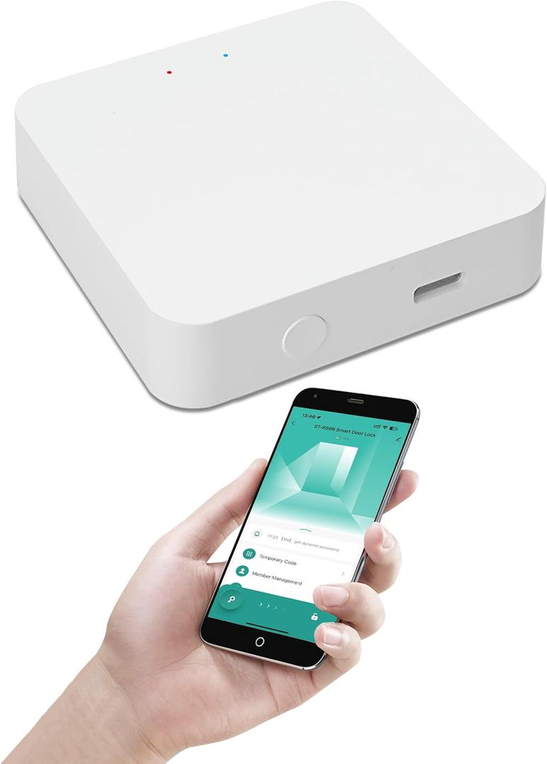 Hidalife Bluetooth Gateway for Smart Door Lock, WiFi Gateway for Smart Life, Tuya/SmartLife App to Remotely Control, Voice Control Compatible with Alexa & Google Assistant,Only Support 2.4G WiFi