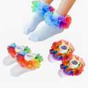 Toddler Girls Socks with Rainbow Lace Ruffle Trim Cotton Baby Socks Frilly Dress Socks for Little Girls