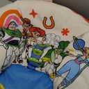 Disney Toy Story Kids 19” Saucer Chair, Foldable PlushChair with Metal Frame, Comfortable Padded Seat for Children, Indoor/Outdoor Toddler Lounge Chair with Buzz Lightyear & Woody Design, 17.3 inches x 19.7 inches x 18.9 inches