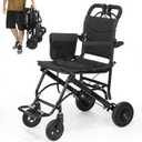 WICHEMI 17.4lbs Ultra-Lightweight Transport Wheelchairs for Adults,220lbs Capacity,17.3" Seat,Portable, Folding, Collapsible,Narrow Transfer Wheel Chair with Carrying Bag