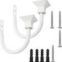 2Pcs White Square Curtain Holdbacks, Metal Decorative Wall Mounted Holdback Window Drapery Hook Tiebacks for Bedroom and Livingroom
