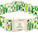 Lionheart glory Dog Collar Green Cactus Print Collar for Medium Dogs Spring Summer Female or Male Collars Pets Gift Adjustable Heavy-Duty Cute Pet Collars