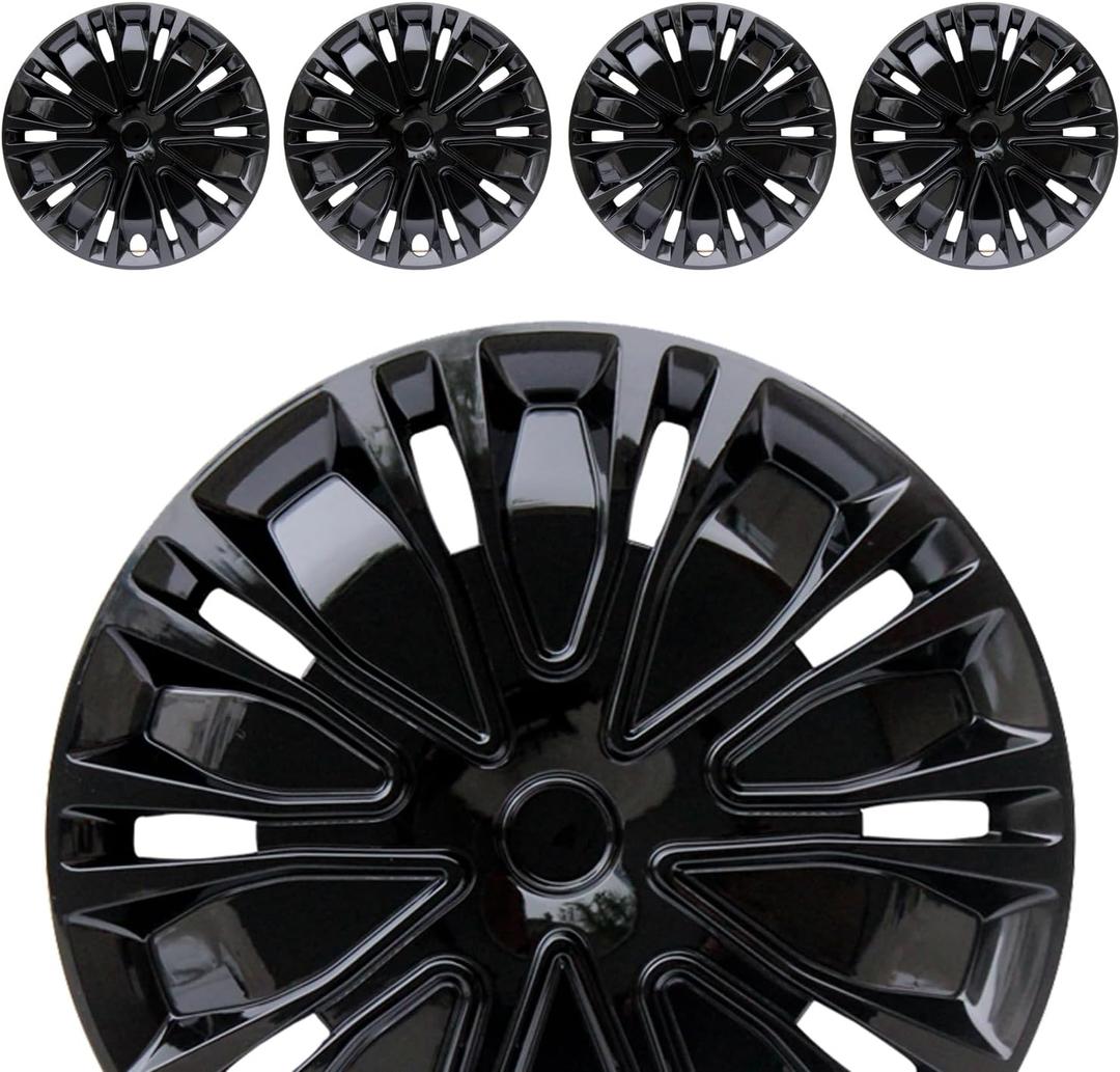 Hubcap Wheel Cover Replacement R16 Hub Caps Universal-Fit Steel Wheel Rim Cover ABS Material Exterior Accessories for Car Truck SUV -Set of 4（16-inch，Black）