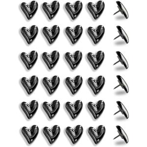 30 pcs - Heart Decorative Pins, Black Cute Pins for Bulletin Board, Office or Home (30Pcs - Black)