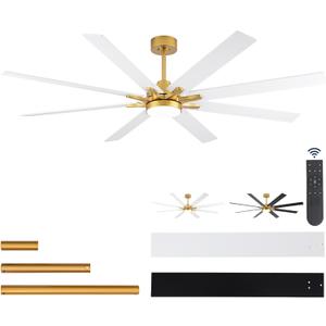 72'' Ceiling Fan with Lights and Remote, Low Profile Modern Ceiling Fan Gold, 6 Speed, Reversible, 3000k-6000k Dimmable LED, Quiet DC Motor for Indoor Outdoor Bedroom Living Room