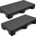 Vercraft 2 Pcs Plastic Pallet for Basement Storage Easy Stack Lightweight Floor Pallet Display Flooring Room Supermarket Christmas, Support up to 2000 Lbs (40'' L X 20'' W X 5.5'' H,Black)