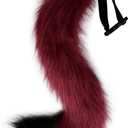 COSYEARS Faux Fur Fox Wolf Tail Animal Dog Furry Tails for Halloween Party Cosplay Accessory (Red)