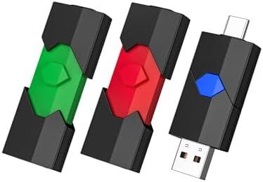 JUANWE 32GB USB C Dual Flash Drives 3 Pack - 2 in 1 Type C + USB A Retractable Thumb Drive USB C Memory Stick Jump Drive for iPhone 15, iPad, Android Phones, Tablet, Laptop, Computers