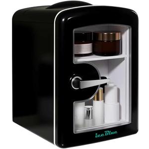 Iceblue Skincare Fridge with Viewing Window, 4L Compact Small Fridge for Bedroom, Car, Office & Dorm, Mini skincare fridge for Beauty Essentials & Beverages (Black)
